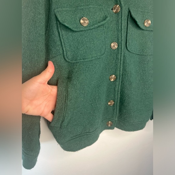 Joie‎ Green Wool Blend Button Front Collared Cropped Green Shacket Size 1X - Picture 3 of 7